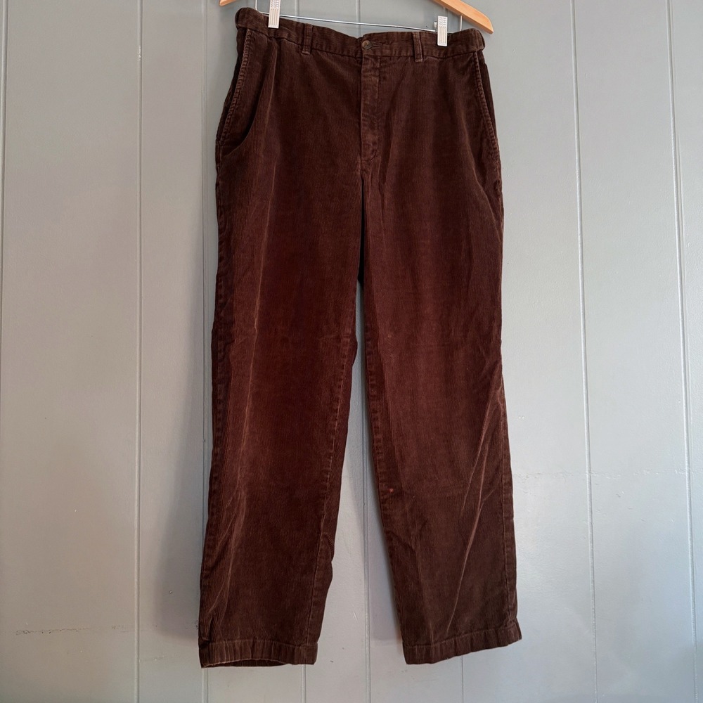 Quince Men's 34x30 Chocolate Brown Corduroy Pants READ Pleated Straight Academia
